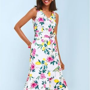 Talbots Lively Lemon fit/flare v-neck dress NWT